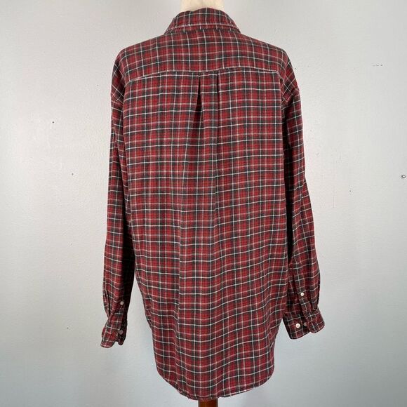 Old Navy Red Plaid Flannel Button Down Shirt Size L EUC - Picture 5 of 8